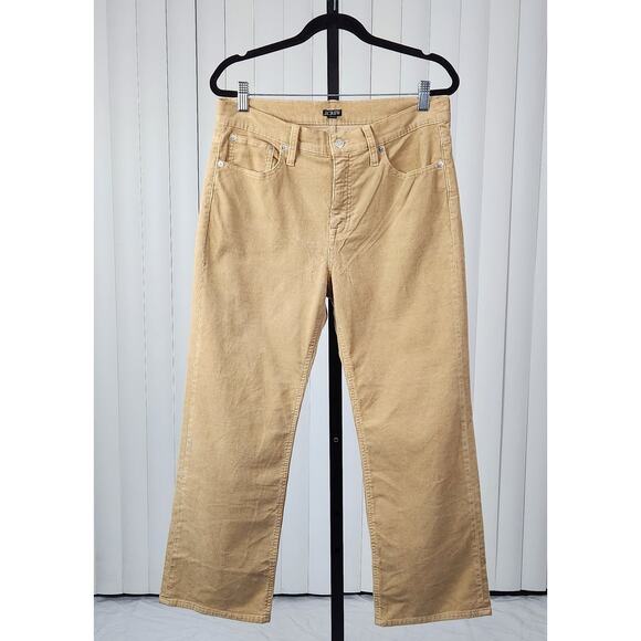 J. Crew Corduroy Pants High-rise Slim Demi-boot Cotton Blend Tan Size 29P - Picture 1 of 11